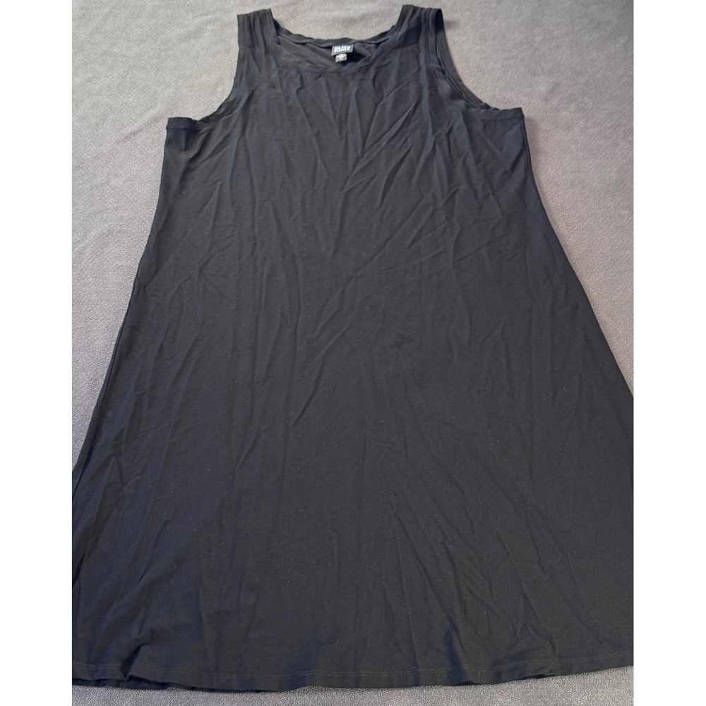 Eileen Fisher Black Stretchy Sleeveless Shift Dress Rayon Blend XL